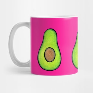 Avocado Energies - fun vegan design - on hot pink Mug